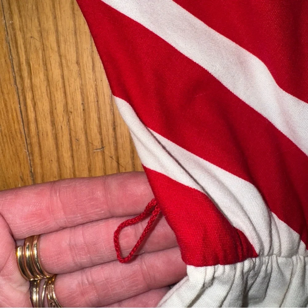 VINTAGE Red and White Striped Dress chevron pattern - Picture 8 of 11